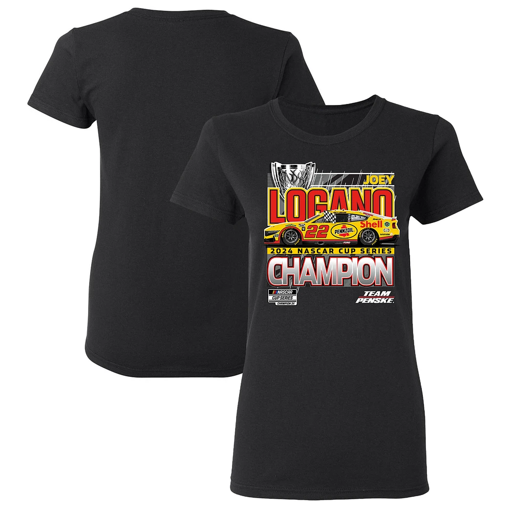 Women's Team Penske  Black Joey Logano 2024 NASCAR Cup Series Champion Car T-Shirt