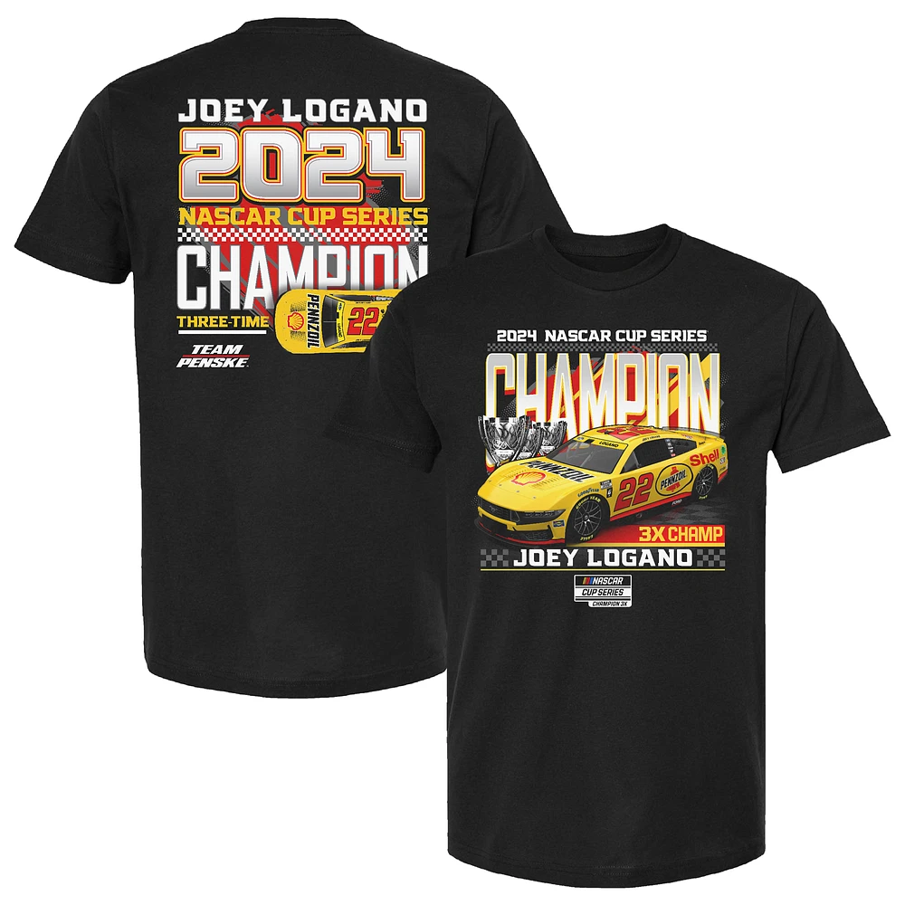 Men's Team Penske Black Joey Logano Three-Time NASCAR Cup Series Champion Car T-Shirt