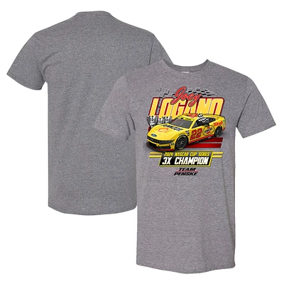 Men's Team Penske Heather Charcoal Joey Logano Three-Time NASCAR Cup Series Champion Vintage Car T-Shirt