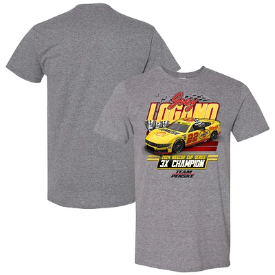 Men's Team Penske Heather Charcoal Joey Logano Three-Time NASCAR Cup Series Champion Vintage Car T-Shirt