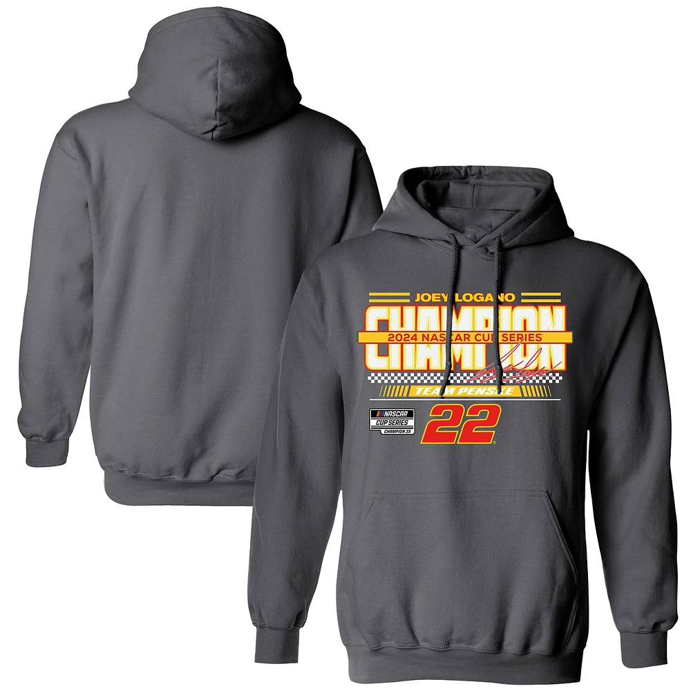 Men's Team Penske Charcoal Joey Logano 2024 NASCAR Cup Series Champion Banner Pullover Hoodie