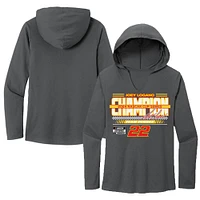 Women's Team Penske  Charcoal Joey Logano 2024 NASCAR Cup Series Champion Banner Long Sleeve Hoodie T-Shirt