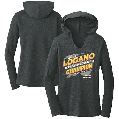 Women's Team Penske  Charcoal Joey Logano 2024 NASCAR Cup Series Champion Vintage Long Sleeve Hoodie T-Shirt