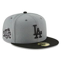 Men's New Era Gray/Black Los Angeles Dodgers 2024 World Series Champions Fashion 59FIFTY Fitted Hat