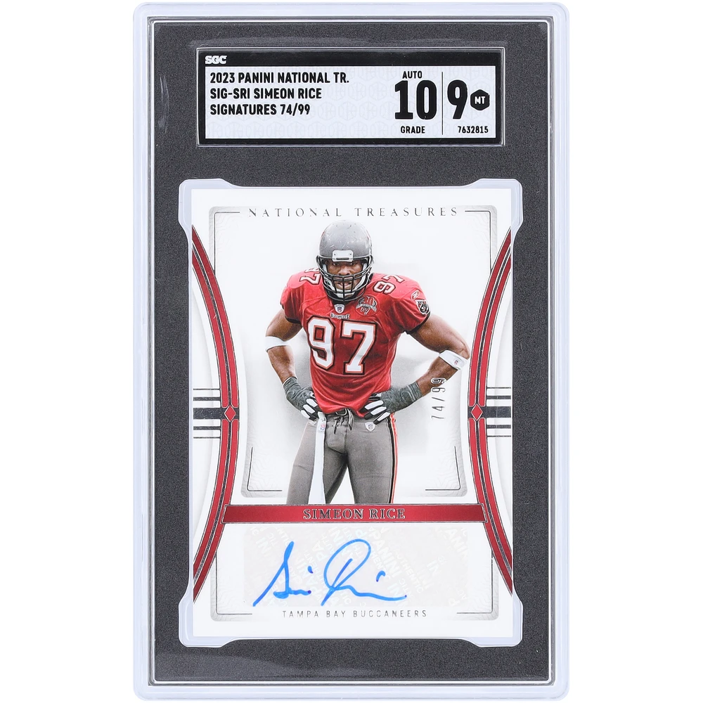 Simeon Rice Tampa Bay Buccaneers Autographed 2023 Panini National Treasures #SIG-SRI #74/99 SGC Authenticated 9/10 Card