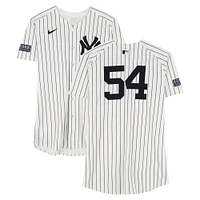 Tim Hill New York Yankees ALCS Game-Used #54 White Pinstripe Nike Jersey vs. Cleveland Guardians on October 14, 2024