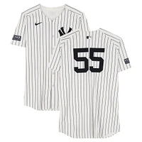 Carlos Rodon New York Yankees ALDS Game-Used #55 White Pinstripe Nike Jersey vs. Kansas City Royals on October 7, 2024