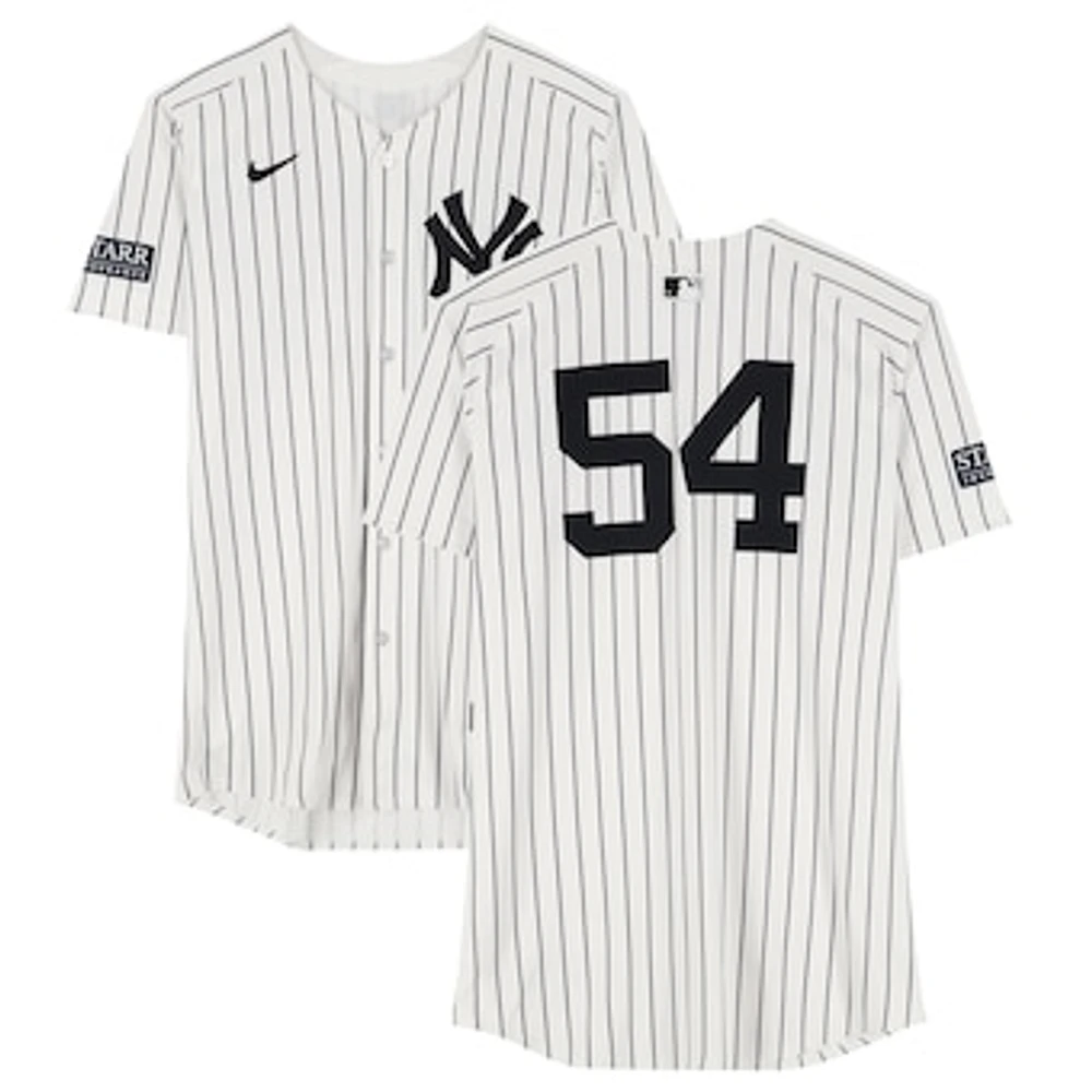 Tim Hill New York Yankees ALDS Game-Used #54 White Pinstripe Nike Jersey vs. Kansas City Royals on October 5, 2024