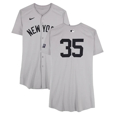 Clay Holmes New York Yankees ALCS Player-Worn #35 Gray Nike Jersey vs. Cleveland Guardians on October 19, 2024