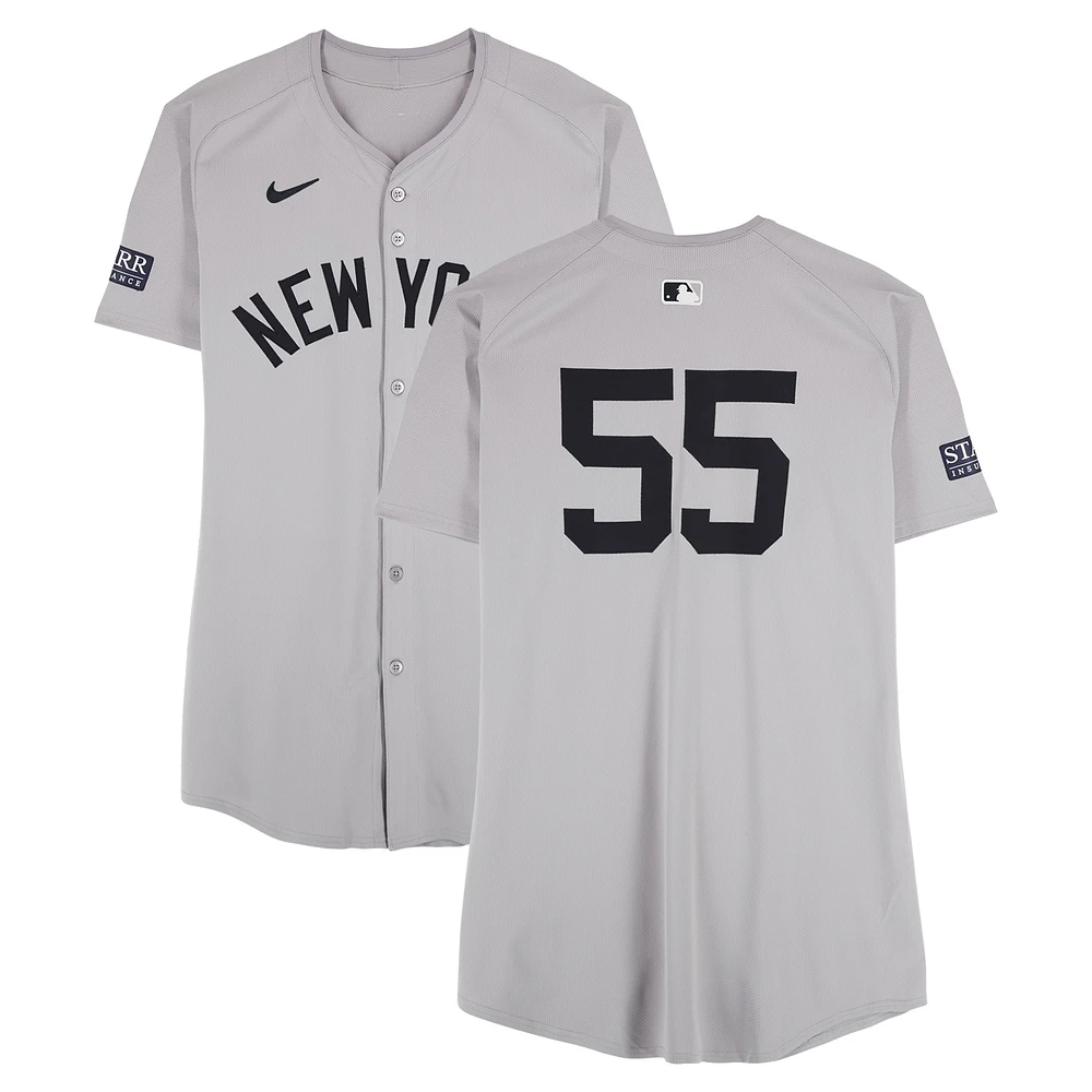 Carlos Rodon New York Yankees ALDS Player-Worn #55 Gray Nike Jersey vs. Kansas City Royals on October 10, 2024