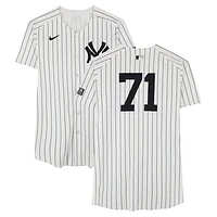 Ian Hamilton New York Yankees ALCS Player-Worn #71 White Pinstripe Nike Jersey vs. Cleveland Guardians on October 14, 2024