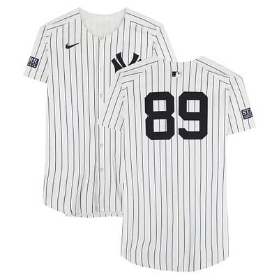 Jasson Domínguez New York Yankees ALCS Player-Worn #89 White Pinstripe Nike Jersey vs. Cleveland Guardians on October 14, 2024