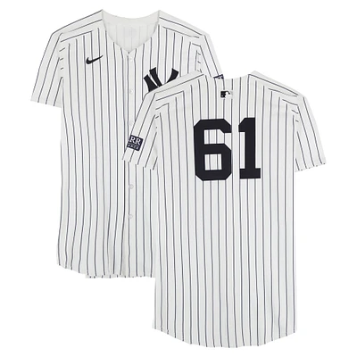 Jake Cousins New York Yankees ALCS Player-Worn #61 White Pinstripe Nike Jersey vs. Cleveland Guardians on October 14, 2024