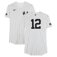 Trent Grisham New York Yankees ALDS Player-Worn #12 White Pinstripe Nike Jersey vs. Kansas City Royals on October 5, 2024