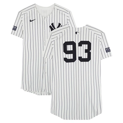 Ben Rice New York Yankees ALDS Player-Worn #93 White Pinstripe Nike Jersey vs. Kansas City Royals on October 5, 2024