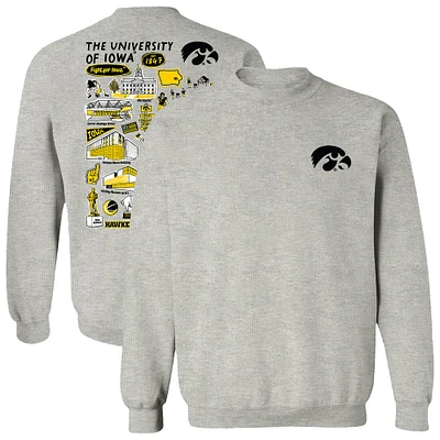 Women's Vive La Fete  Gray Iowa Hawkeyes Impressions Artwork Pullover Sweatshirt