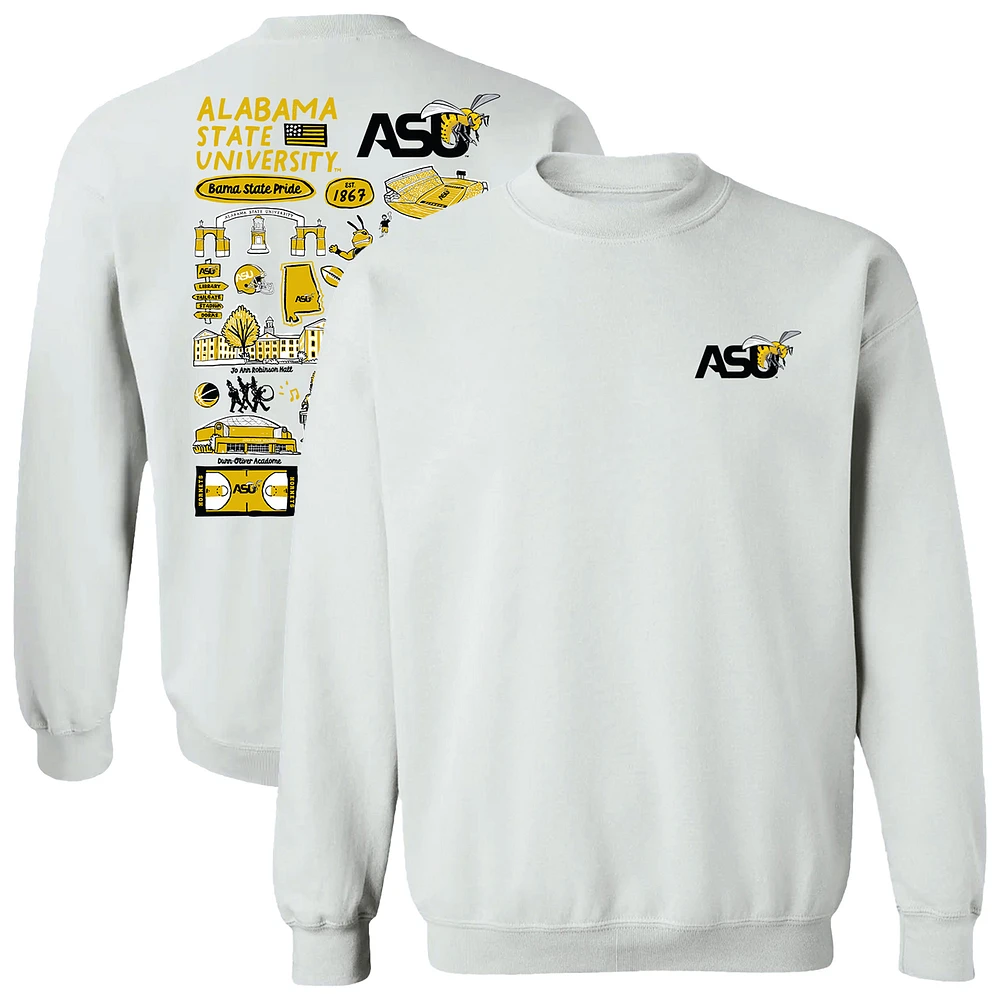 Women's Vive La Fete White Alabama State Hornets Impressions Artwork Pullover Sweatshirt