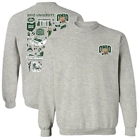 Women's Vive La Fete  Gray Ohio Bobcats Impressions Artwork Pullover Sweatshirt