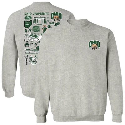 Women's Vive La Fete  Gray Ohio Bobcats Impressions Artwork Pullover Sweatshirt