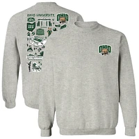 Women's Vive La Fete  Gray Ohio Bobcats Impressions Artwork Pullover Sweatshirt