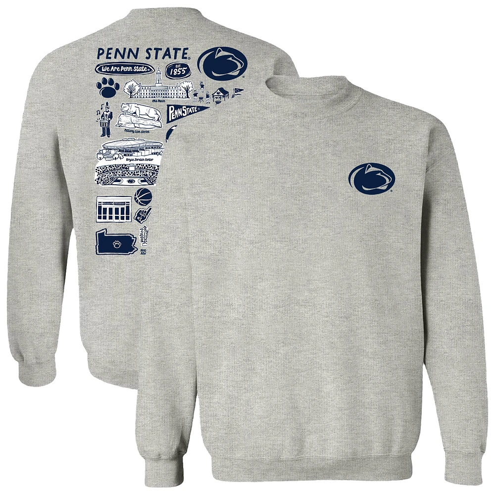 Women's Vive La Fete Gray Penn State Nittany Lions Impressions Artwork Pullover Sweatshirt