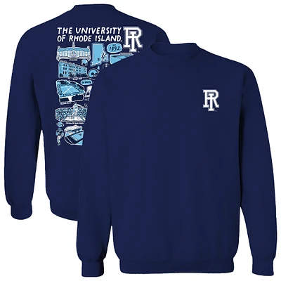 Women's Vive La Fete  Navy Rhode Island Rams Impressions Artwork Pullover Sweatshirt