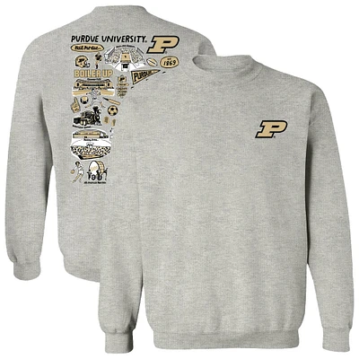 Women's Vive La Fete  Gray Purdue Boilermakers Impressions Artwork Pullover Sweatshirt