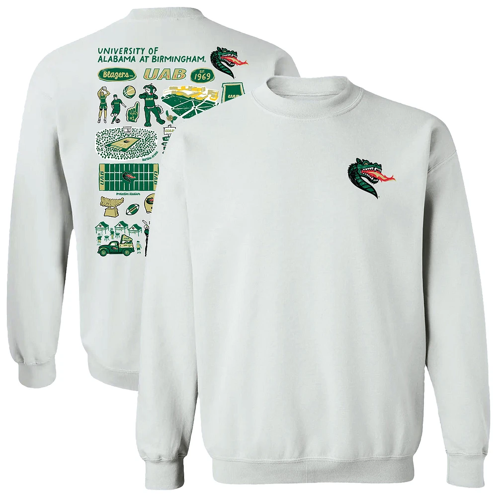 Women's Vive La Fete White UAB Blazers Impressions Artwork Pullover Sweatshirt