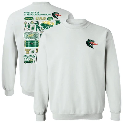 Women's Vive La Fete  White UAB Blazers Impressions Artwork Pullover Sweatshirt