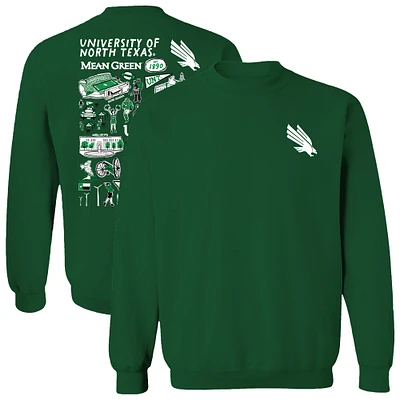 Women's Vive La Fete  Green North Texas Mean Impressions Artwork Pullover Sweatshirt