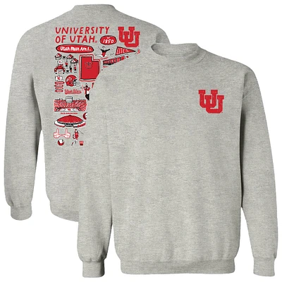 Women's Vive La Fete  Gray Utah Utes Impressions Artwork Pullover Sweatshirt