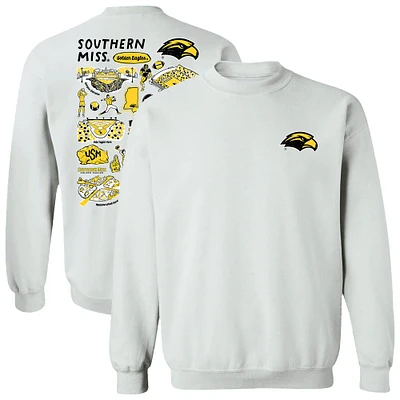 Women's Vive La Fete  White Southern Miss Golden Eagles Impressions Artwork Pullover Sweatshirt