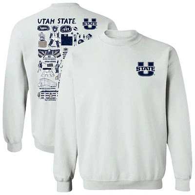 Women's Vive La Fete  White Utah State Aggies Impressions Artwork Pullover Sweatshirt