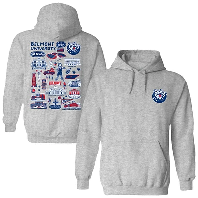 Women's Vive La Fete  Gray Belmont Bruins Impressions Artwork Pullover Hoodie