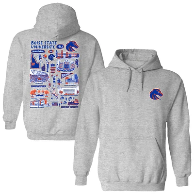 Women's Vive La Fete  Gray Boise State Broncos Impressions Artwork Pullover Hoodie