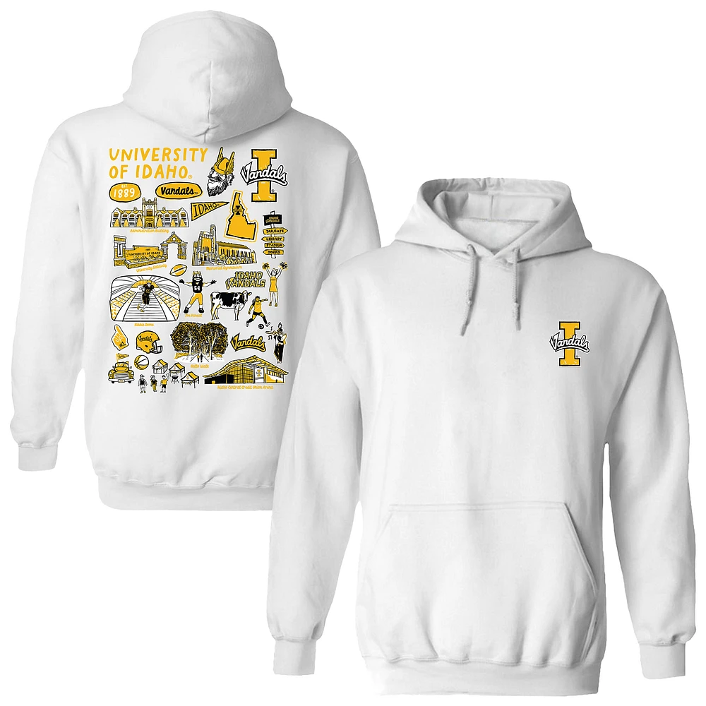 Women's Vive La Fete White Idaho Vandals Impressions Artwork Pullover Hoodie