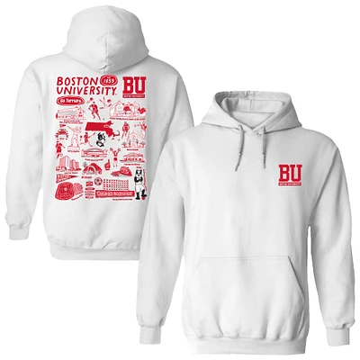 Women's Vive La Fete  White Boston University Impressions Artwork Pullover Hoodie