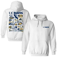Women's Vive La Fete  White UC Davis Aggies Impressions Artwork Pullover Hoodie