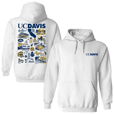 Women's Vive La Fete  White UC Davis Aggies Impressions Artwork Pullover Hoodie
