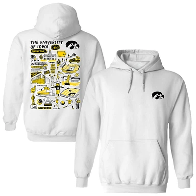 Women's Vive La Fete  White Iowa Hawkeyes Impressions Artwork Pullover Hoodie