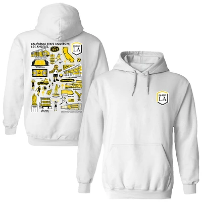 Women's Vive La Fete  White Cal State L.A. Golden Eagles Impressions Artwork Pullover Hoodie