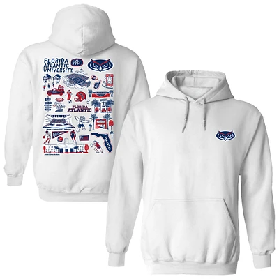 Women's Vive La Fete  White Florida Atlantic Owls Impressions Artwork Pullover Hoodie