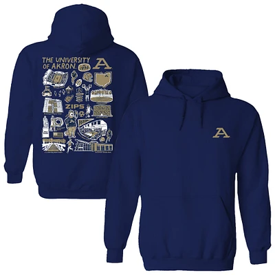 Women's Vive La Fete  Navy Akron Zips Impressions Artwork Pullover Hoodie