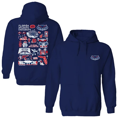 Women's Vive La Fete  Navy Florida Atlantic Owls Impressions Artwork Pullover Hoodie
