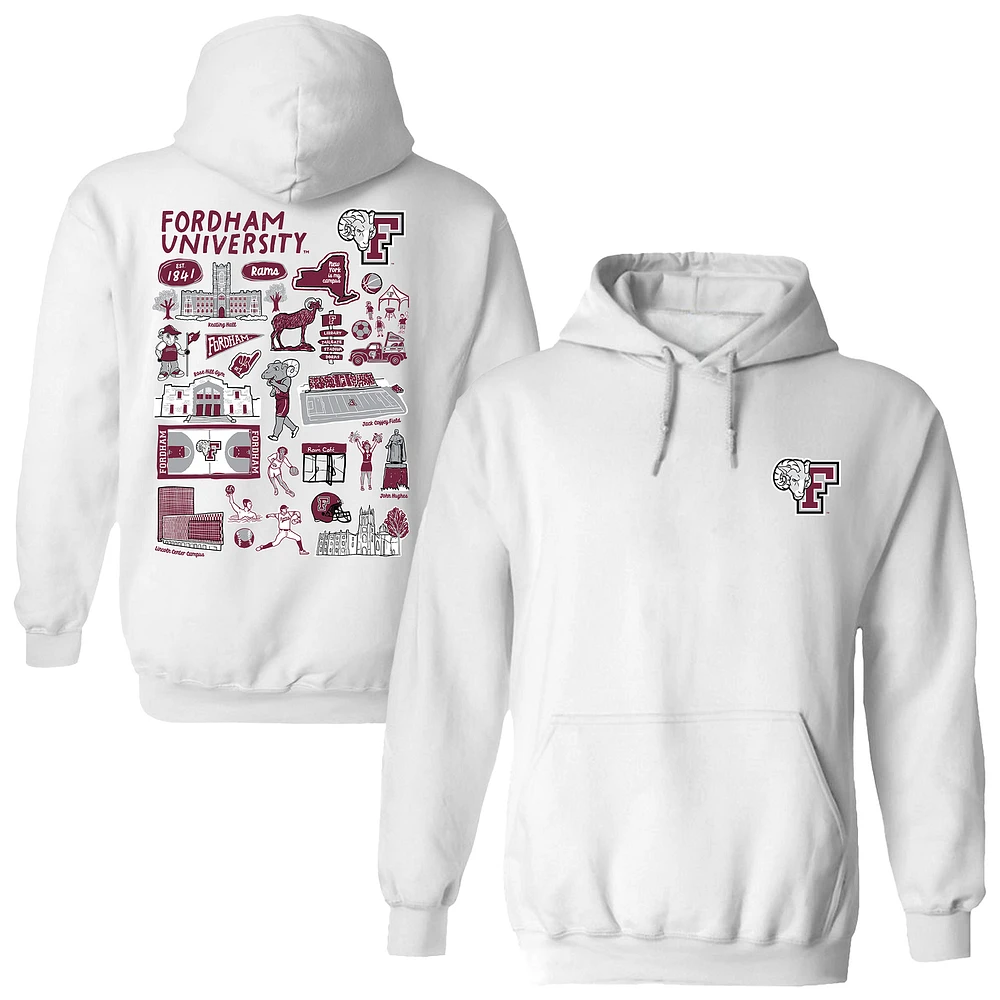 Women's Vive La Fete White Fordham Rams Impressions Artwork Pullover Hoodie