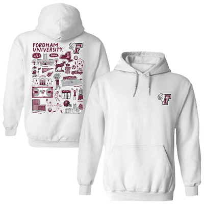 Women's Vive La Fete  White Fordham Rams Impressions Artwork Pullover Hoodie