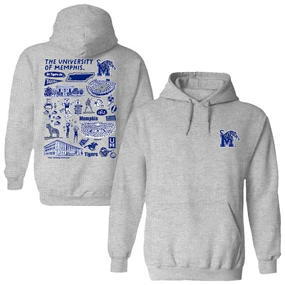 Women's Vive La Fete  Gray Memphis Tigers Impressions Artwork Pullover Hoodie