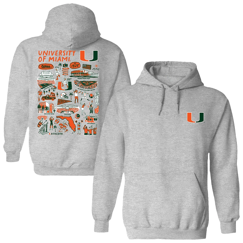Women's Vive La Fete Gray Miami Hurricanes Impressions Artwork Pullover Hoodie