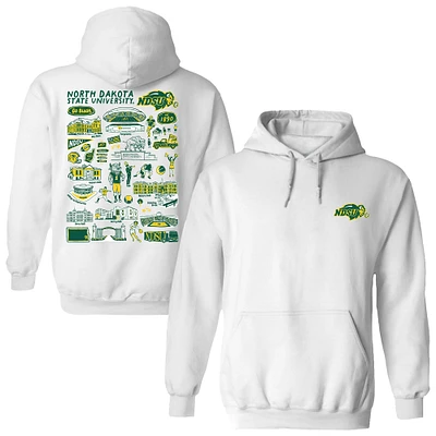 Women's Vive La Fete  White NDSU Bison Impressions Artwork Pullover Hoodie
