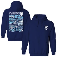 Women's Vive La Fete  Navy Rhode Island Rams Impressions Artwork Pullover Hoodie